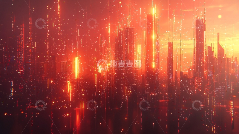 高清大图下载【趣麦麦图】红色赛博朋克未来城市