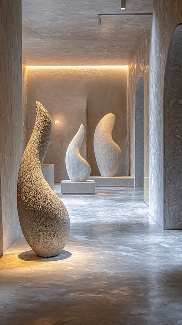 抽象雕塑在水泥空间