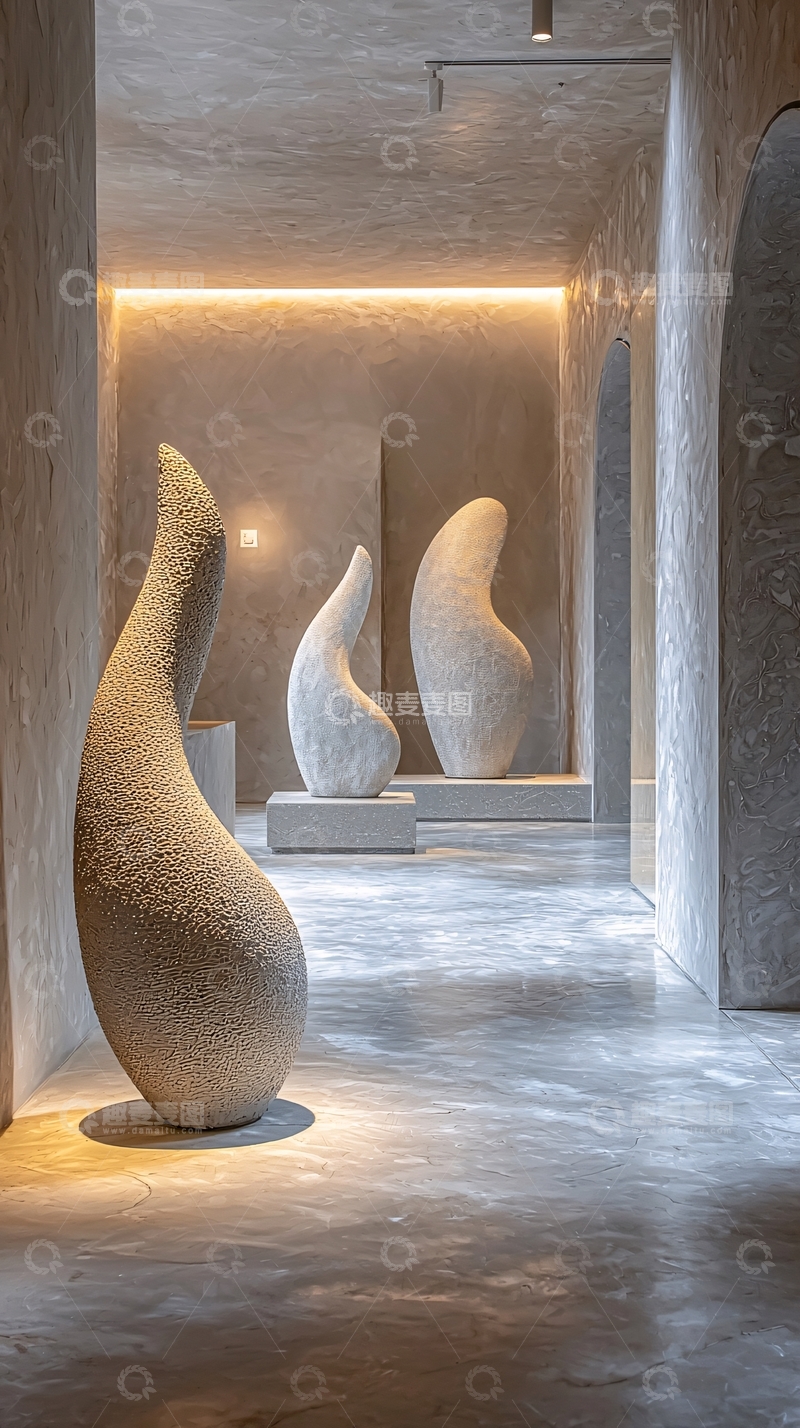 高清大图下载【趣麦麦图】抽象雕塑在水泥空间