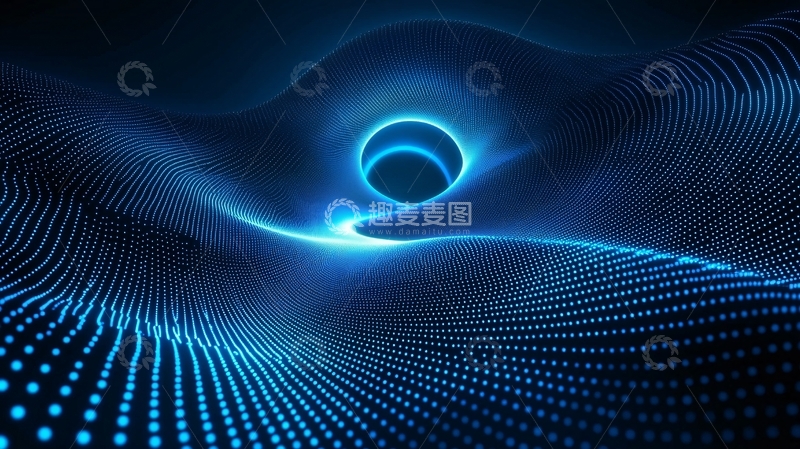 高清大图下载【趣麦麦图】科幻蓝色光晕黑洞空间扭曲