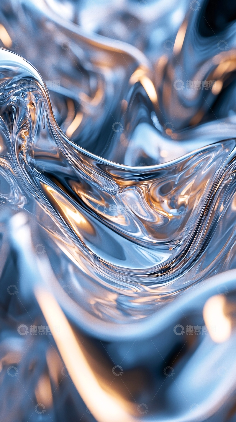 高清大图下载【趣麦麦图】银色流动金属质感