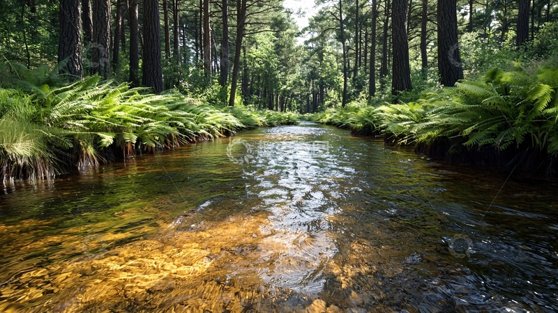 高清大图下载【趣麦麦图】森林中的小溪