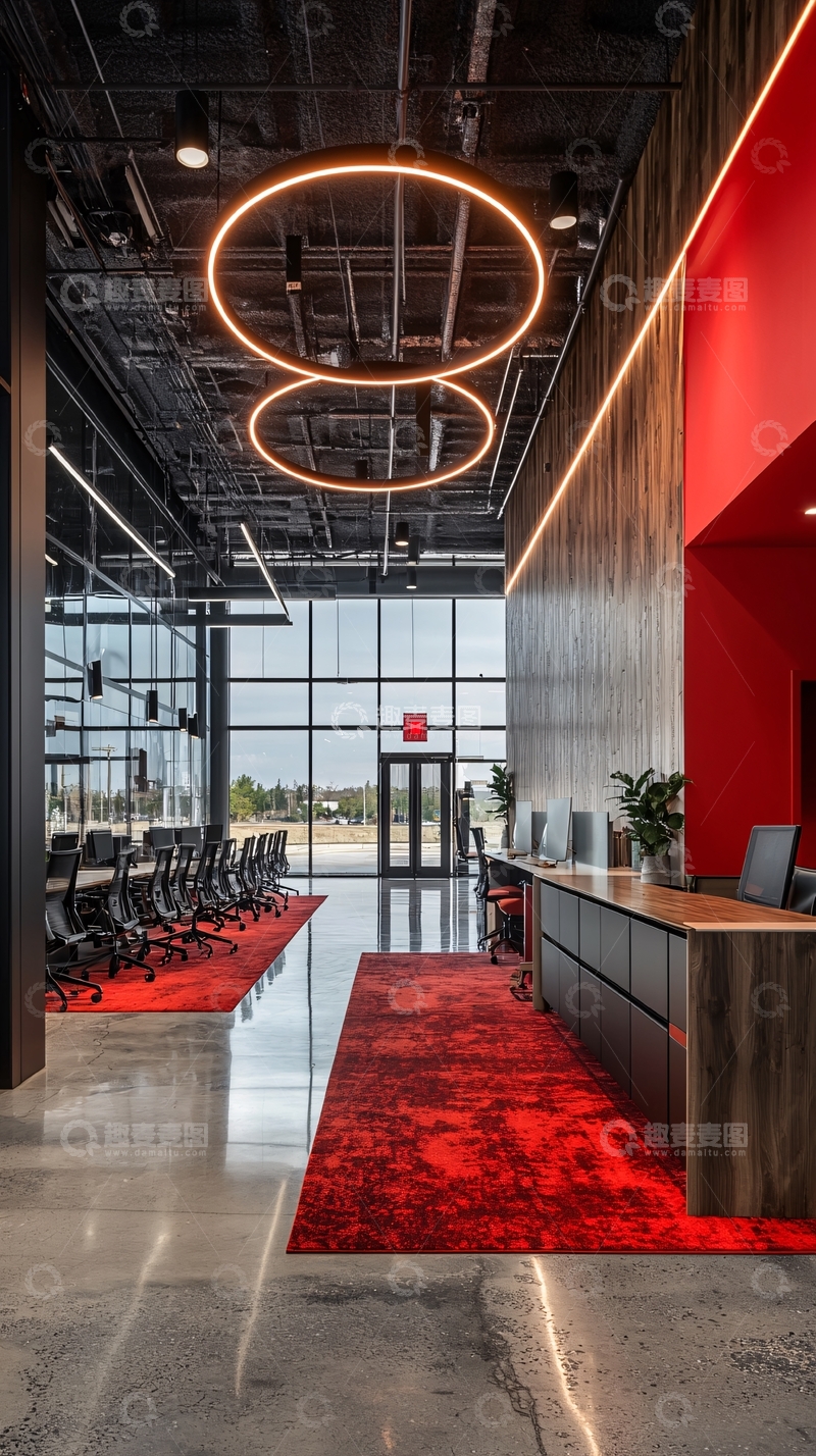 高清大图下载【趣麦麦图】现代办公室红色地毯