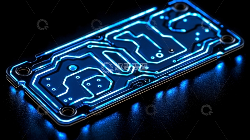 高清大图下载【趣麦麦图】蓝色发光电路板