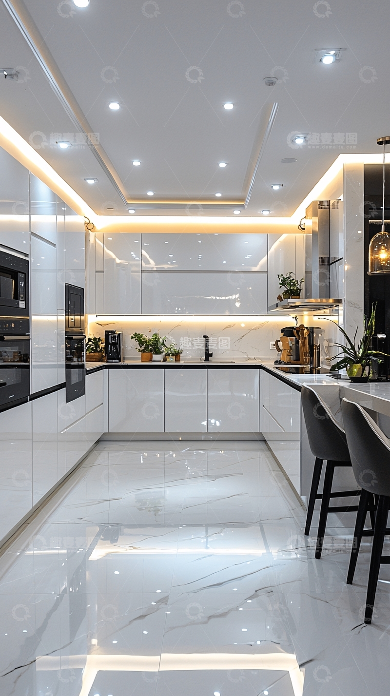 高清大图下载【趣麦麦图】现代简约白色厨房