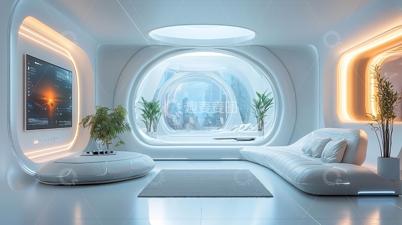 高清大图下载【趣麦麦图】未来主义风格的客厅