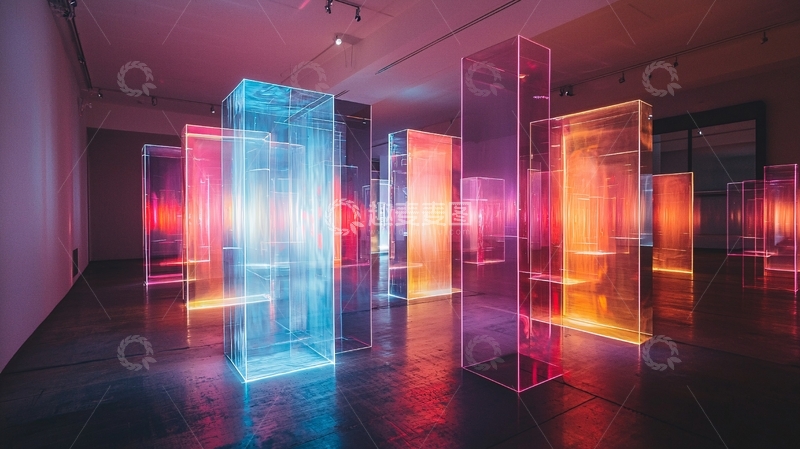高清大图下载【趣麦麦图】色彩斑斓的透明方块装置艺术