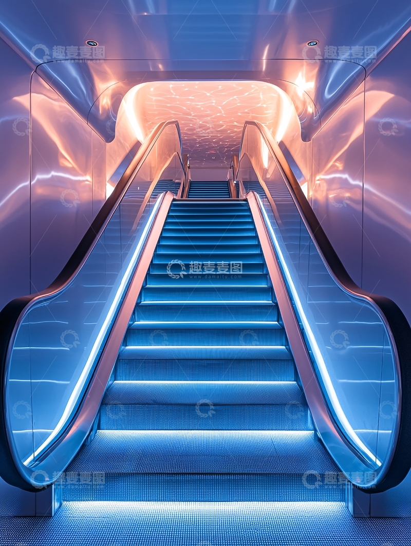 高清大图下载【趣麦麦图】电梯霓虹灯未来感场景