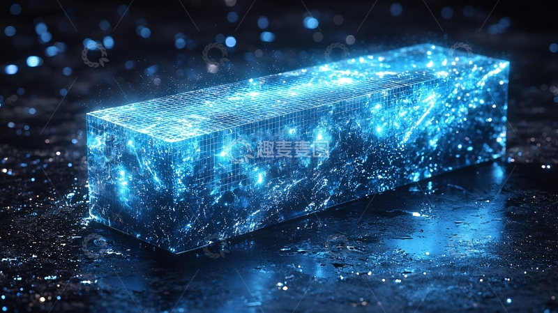高清大图下载【趣麦麦图】闪耀着蓝色光芒的冰块
