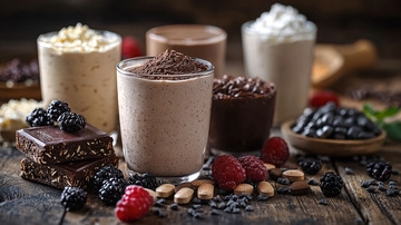 美味奶昔和浆果的静物