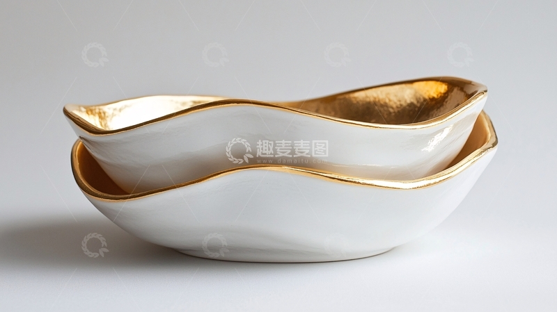 高清大图下载【趣麦麦图】白色金色边碗