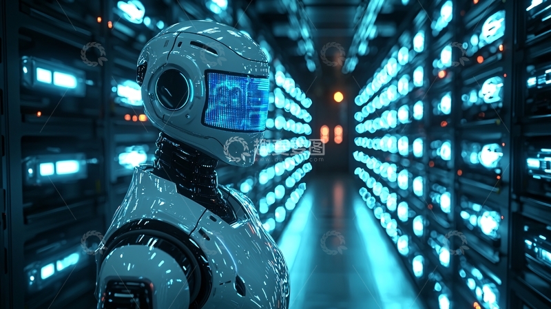 高清大图下载【趣麦麦图】机房里的未来机器人