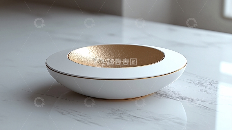 高清大图下载【趣麦麦图】白色金色内胆陶瓷碗