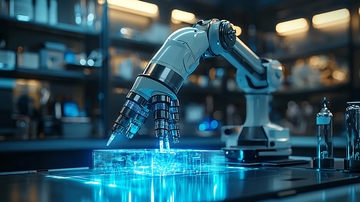 机械臂操作蓝色透明物体