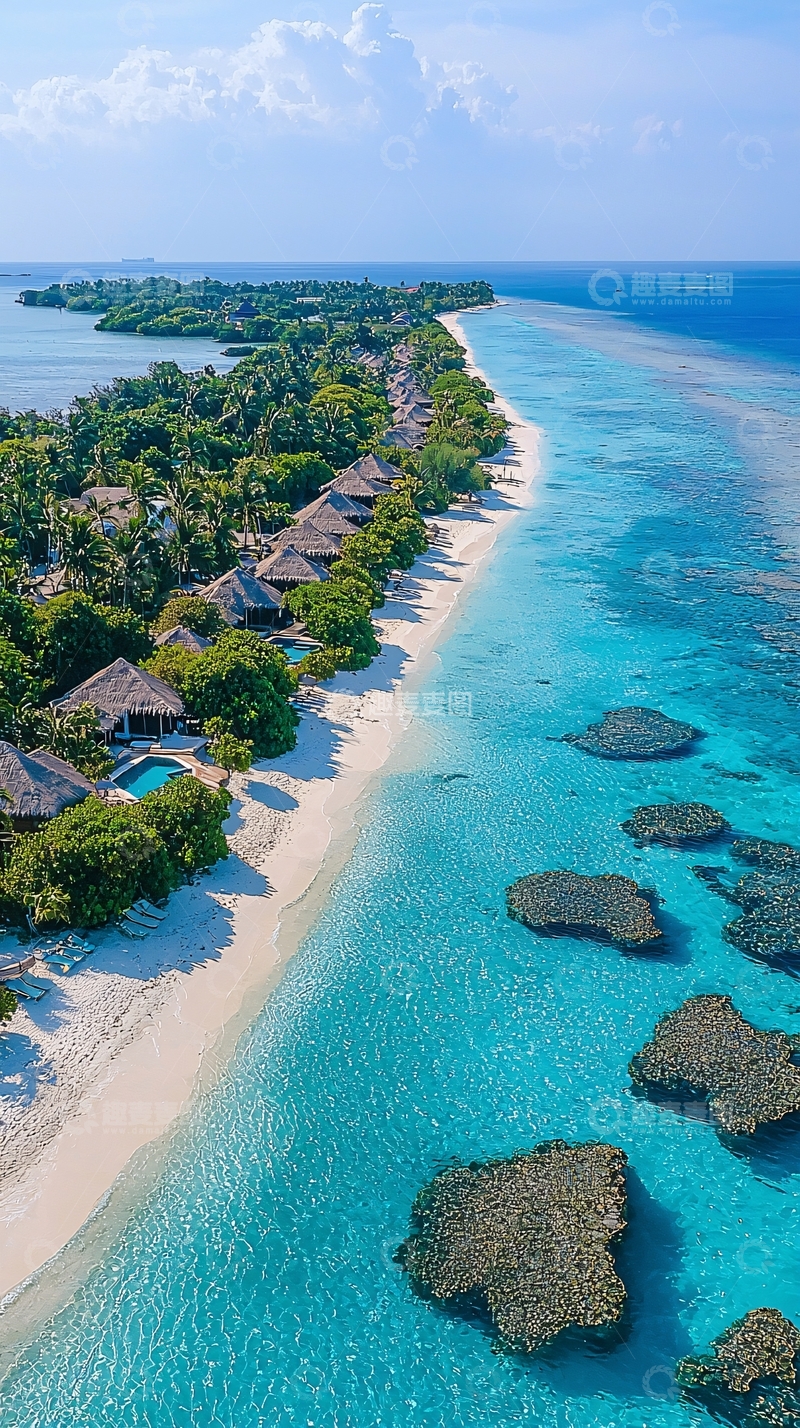 高清大图下载【趣麦麦图】马尔代夫度假村海景