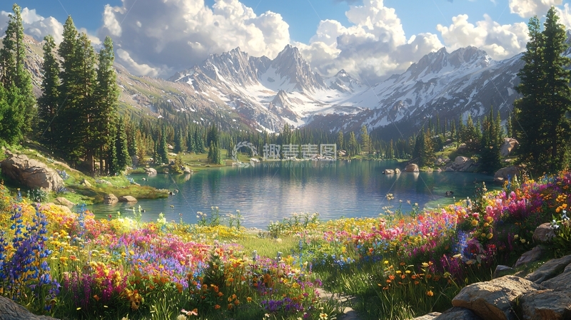 高清大图下载【趣麦麦图】宁静的山间湖泊