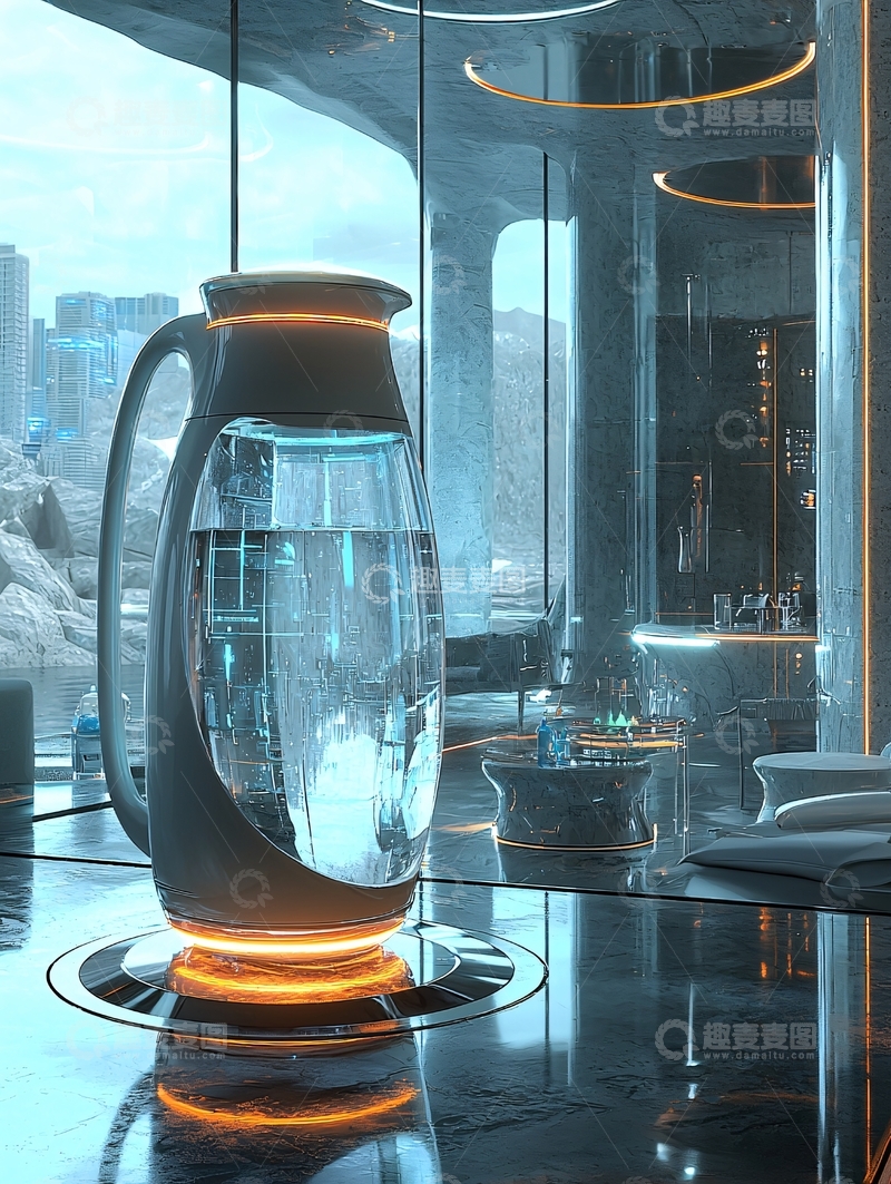 高清大图下载【趣麦麦图】未来感水壶静物特写