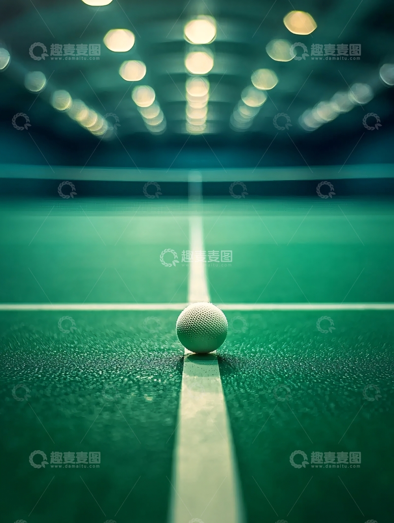 高清大图下载【趣麦麦图】绿色球场上的白色网球