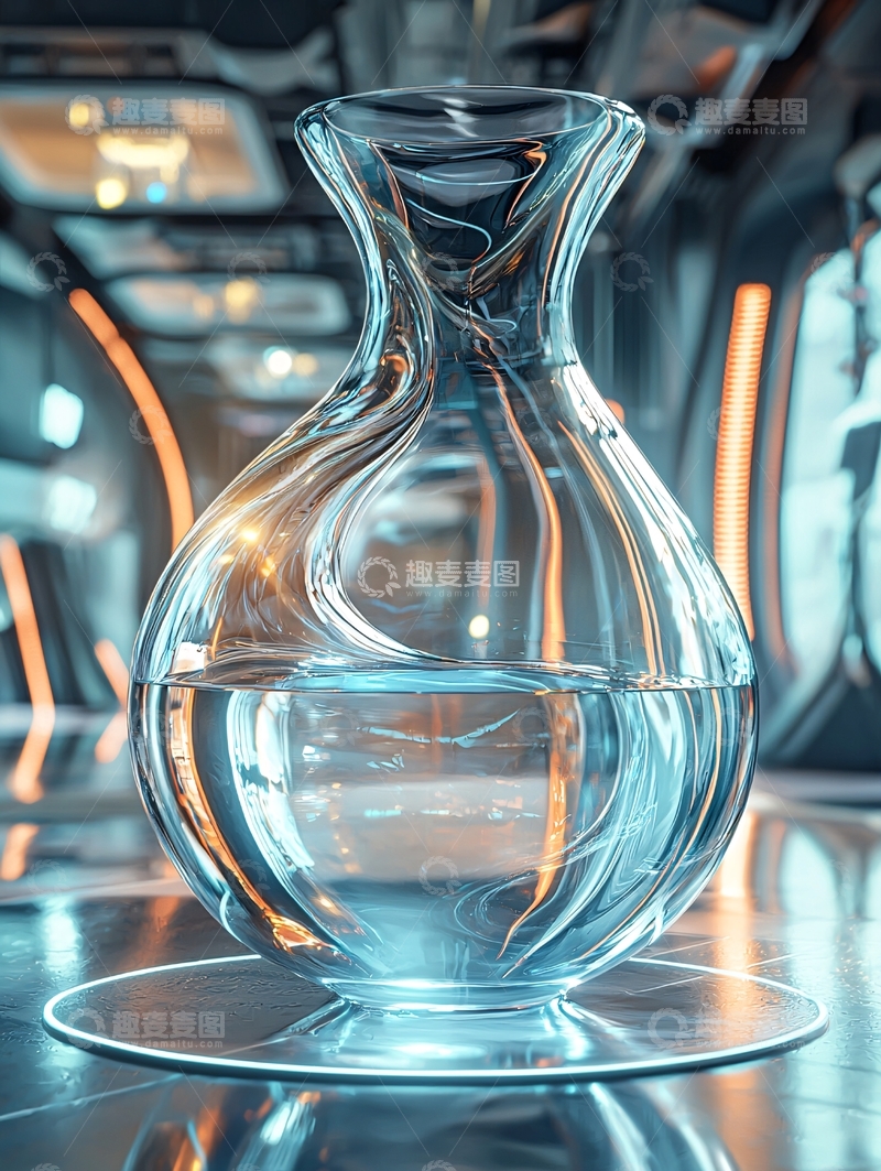 高清大图下载【趣麦麦图】科幻场景中的玻璃花瓶