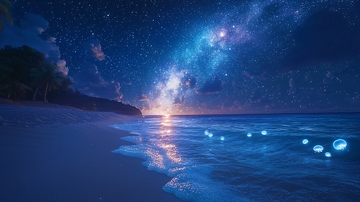 海边星空银河夜景梦幻图片