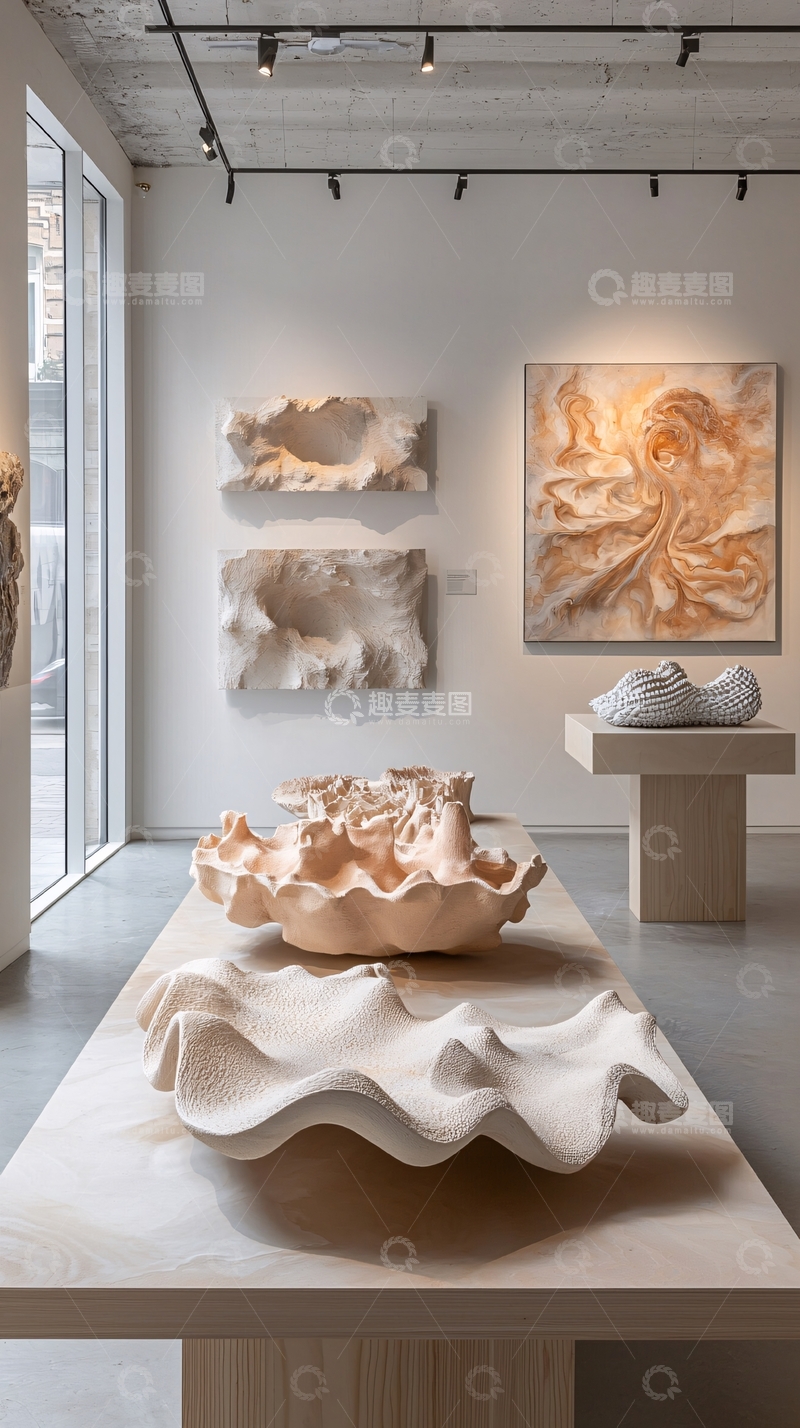 高清大图下载【趣麦麦图】艺术画廊中的雕塑作品