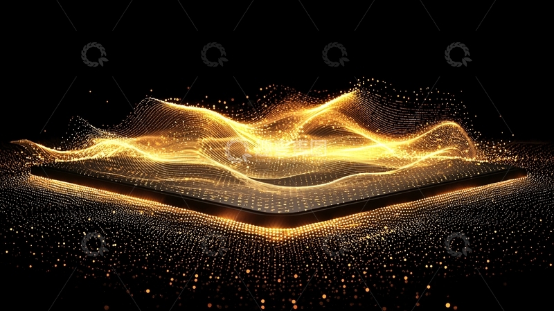 高清大图下载【趣麦麦图】金色粒子流动抽象背景