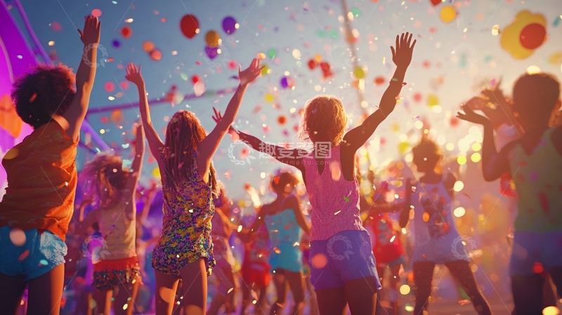 高清大图下载【趣麦麦图】彩跑跑步冲刺年会