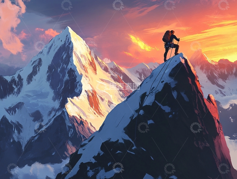 高清大图下载【趣麦麦图】登顶成功拼搏进取征程