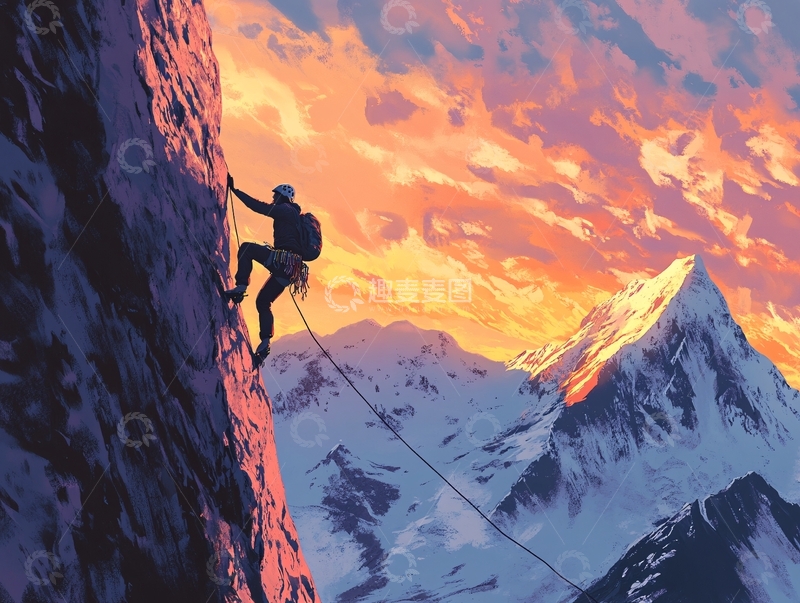 高清大图下载【趣麦麦图】登山运动插画