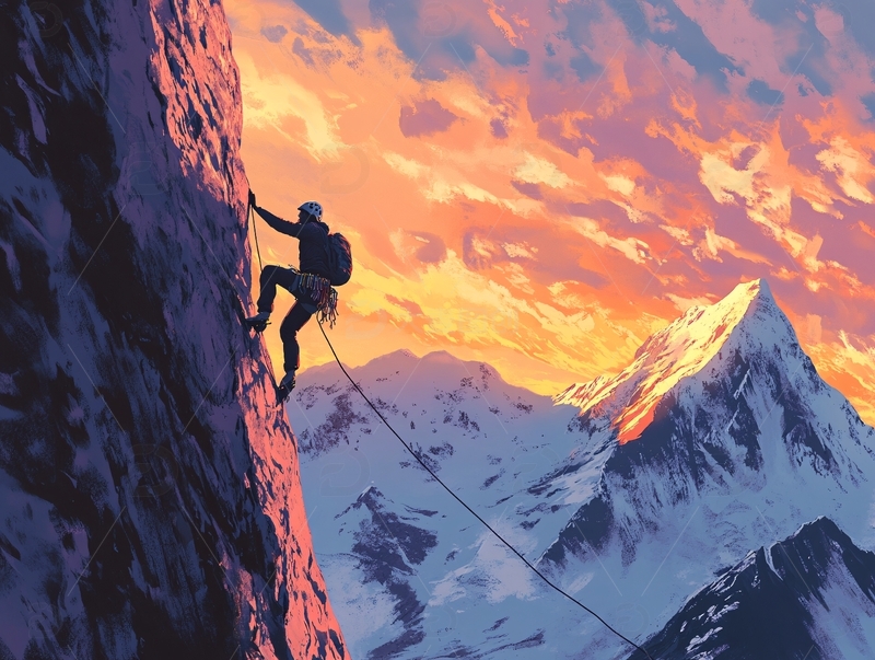 高清大图下载【趣麦麦图】登山运动插画