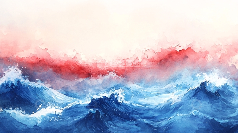 高清大图下载【趣麦麦图】海浪美术绘画
