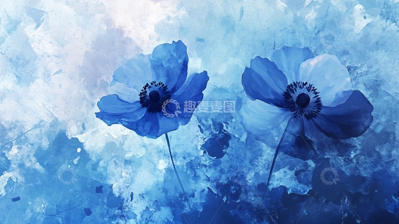 高清大图下载【趣麦麦图】蓝色梦幻花朵