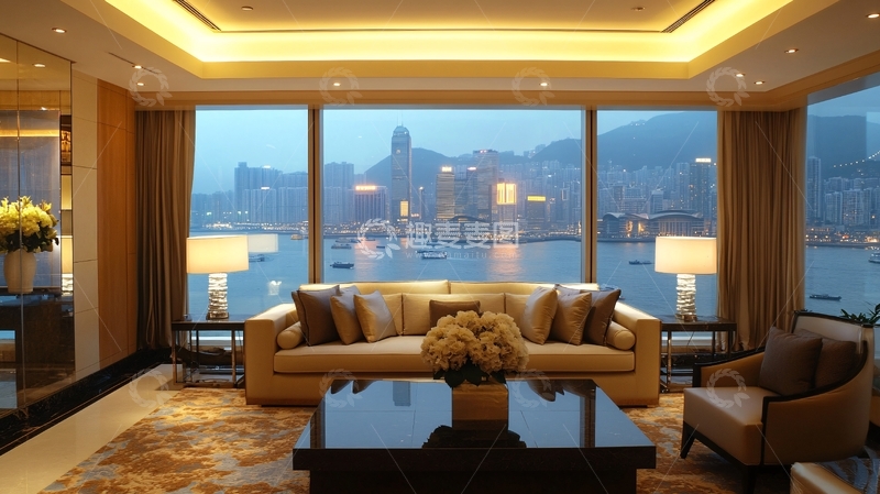 高清大图下载【趣麦麦图】维多利亚湾金色大气
