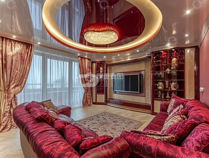 高清大图下载【趣麦麦图】欧式红黑小香风吊顶