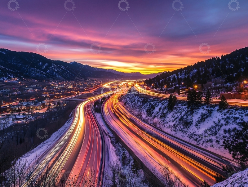 高清大图下载【趣麦麦图】交通运输晚霞