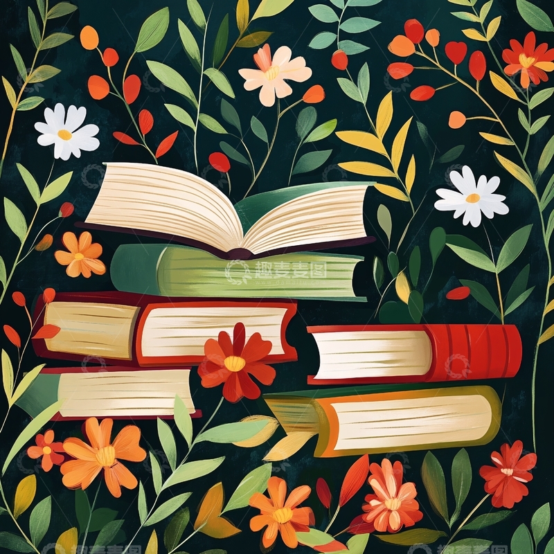 高清大图下载【趣麦麦图】书本植物插画1