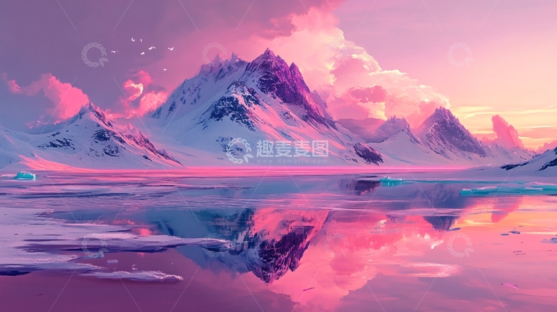 高清大图下载【趣麦麦图】雪山原画