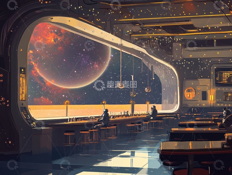 高清大图下载【趣麦麦图】宇宙飞船餐厅