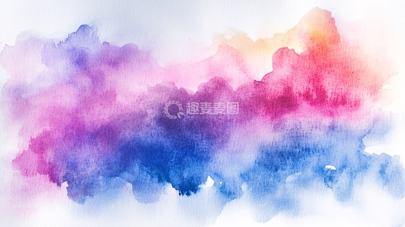 高清大图下载【趣麦麦图】蓝紫红红色水彩背景1