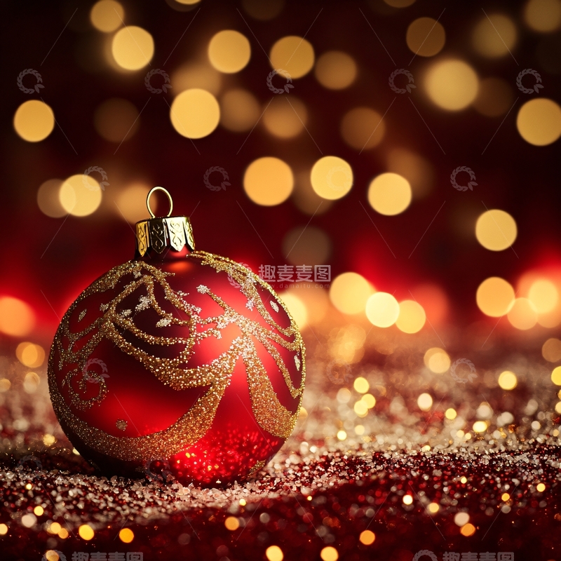 高清大图下载【趣麦麦图】-红色圣诞节球2