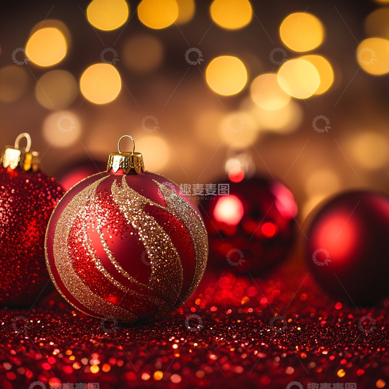 高清大图下载【趣麦麦图】红色圣诞节球