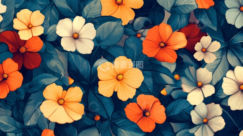 高清大图下载【趣麦麦图】高清色块花卉