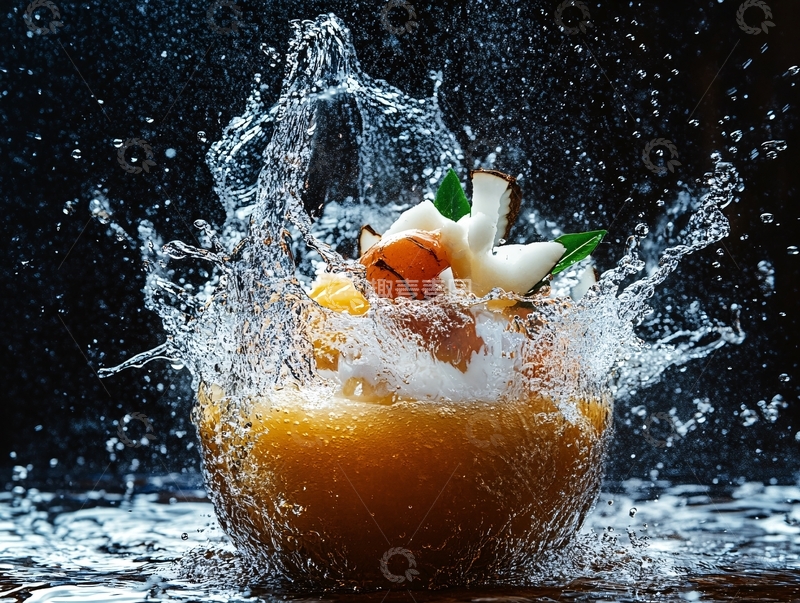 高清大图下载【趣麦麦图】水果落水瞬间