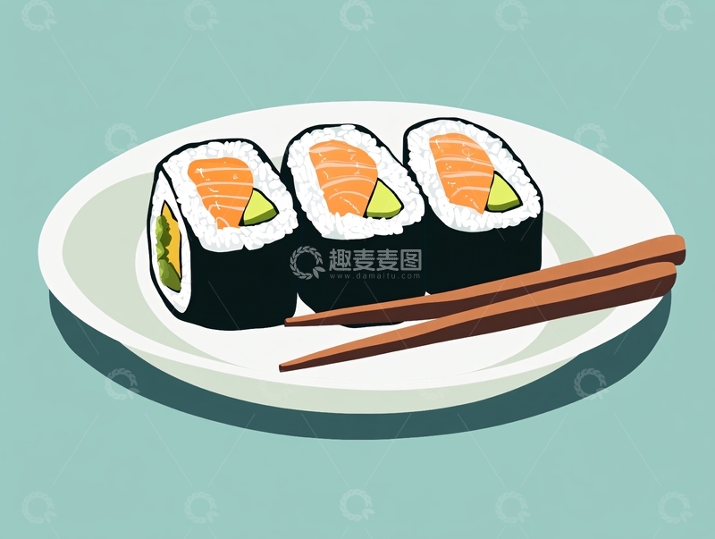 高清大图下载【趣麦麦图】紫菜包饭插画2