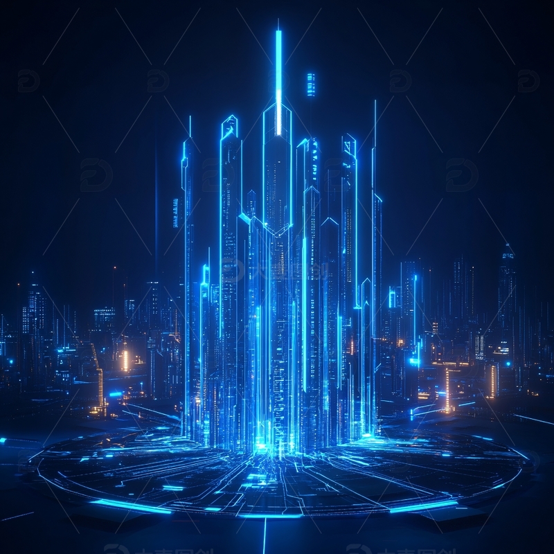 高清大图下载【趣麦麦图】科技线条城市背景