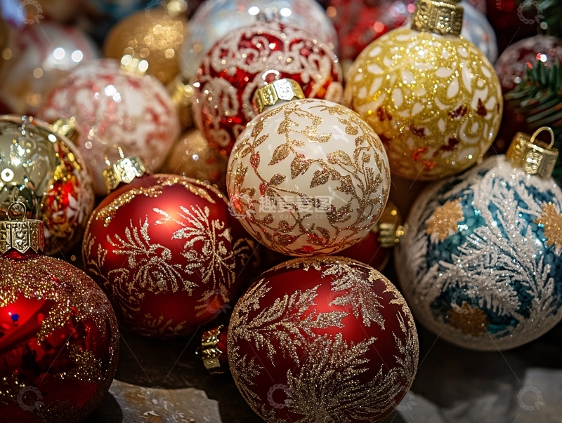 高清大图下载【趣麦麦图】-圣诞节装饰彩球1