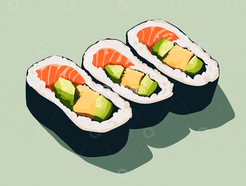 高清大图下载【趣麦麦图】紫菜包饭插画1