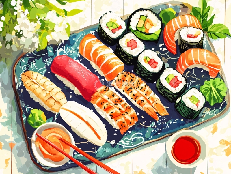 高清大图下载【趣麦麦图】寿司插画