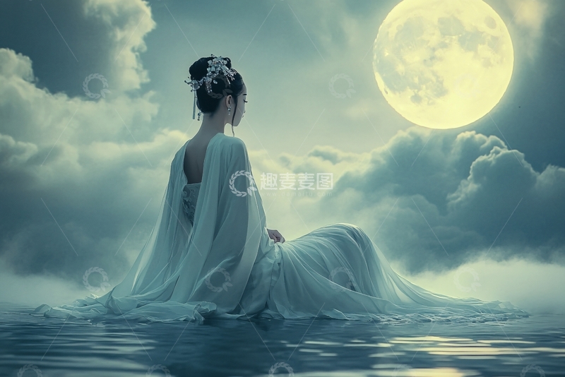 高清大图下载【趣麦麦图】貂蝉拜月古典美女