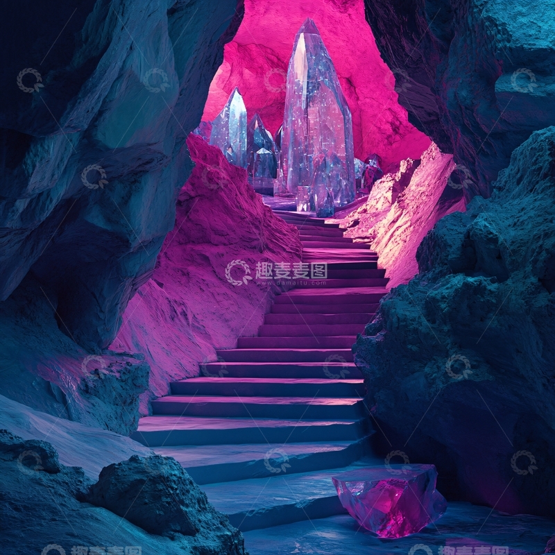 高清大图下载【趣麦麦图】奇幻粉色楼梯